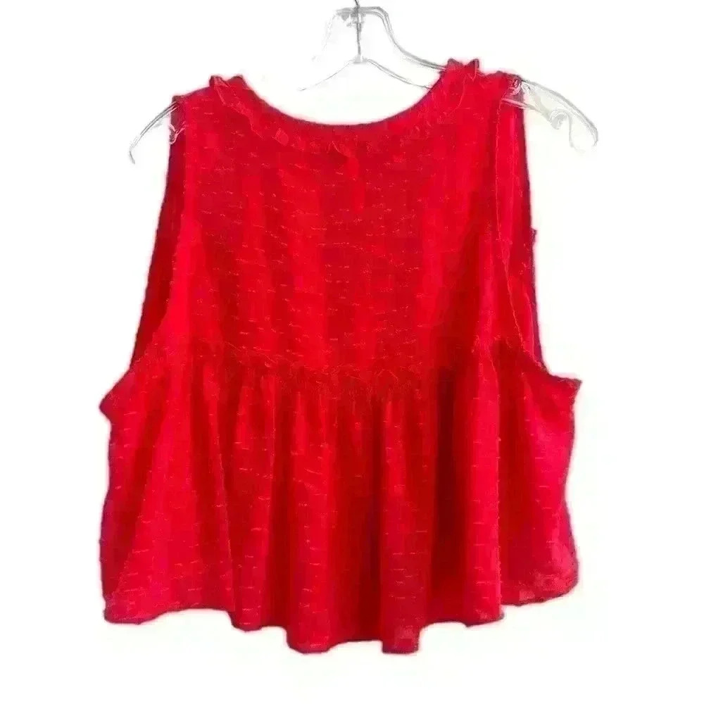 Iro Sz 40/US 8 Ragnhild Top Sleeveless Textured Boxy Red Summer Flowing Fun Cute - Picture 7 of 13